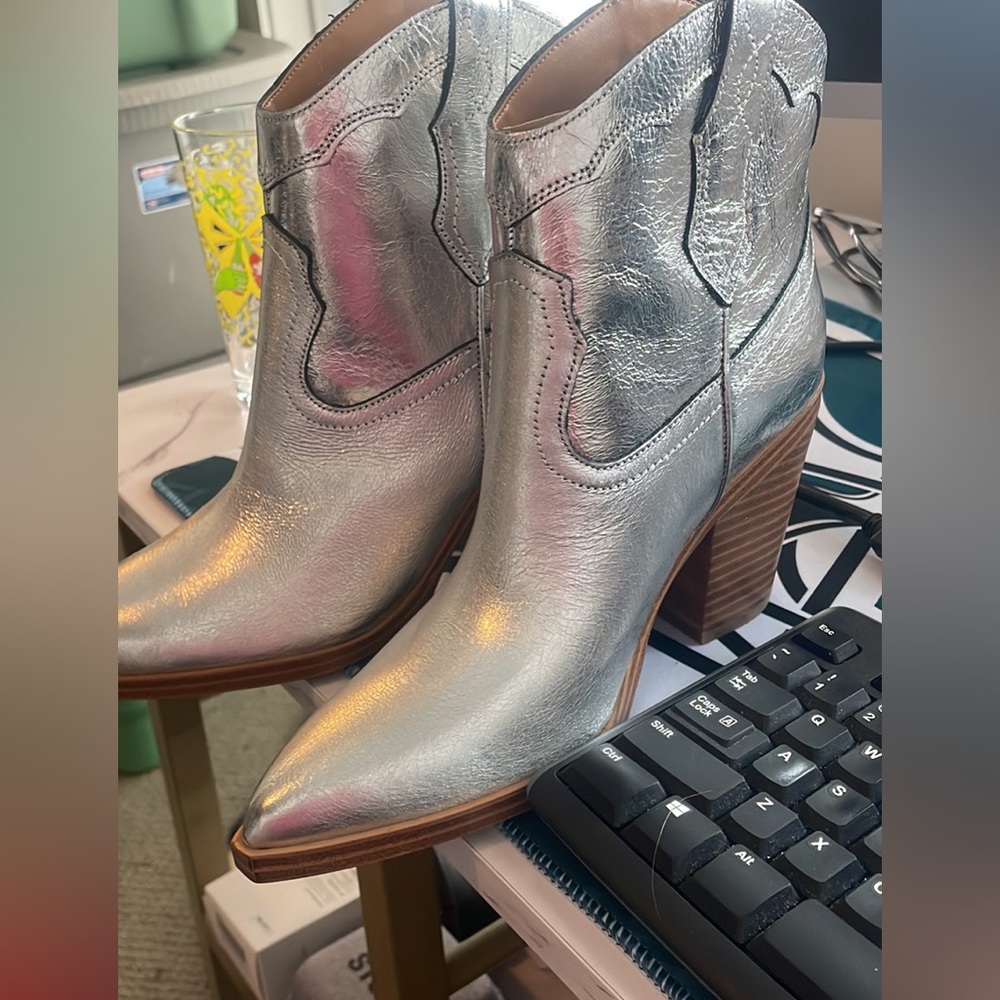 NEW Silver short Cowboy boots